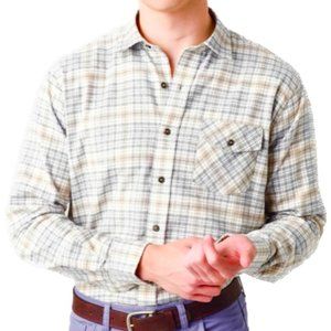 DUCK HEAD PLAID FLANNEL CREAM, SAGE GREEN, BLUE GORPCORE NORMCORE SHIRT NWT S